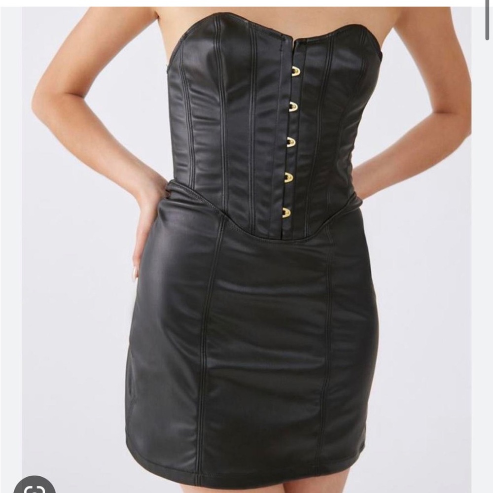 Urban outfitters black strapless corset dress